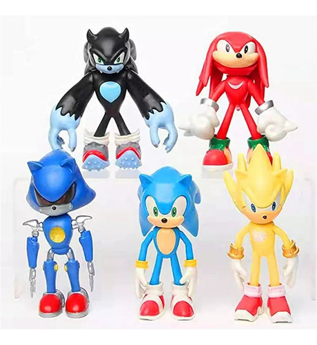 Kit 5 Bonecos Sonic The Hedgehog 14cm Knuckles Tails Oferta