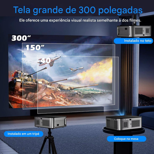 Projetor Horlat 26000 Lúmens 8k Android Foco Automatico