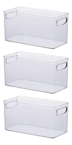 Organizador Geladeira Cozinha Acrílico 31x22x9 Cm Kit 3 Un Cor Transparente