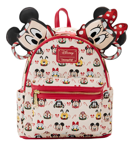 Mini Mochi de chocolate quente Loungefly Disney Minnie e Mickey Mouse. Cor: branco e vermelho
