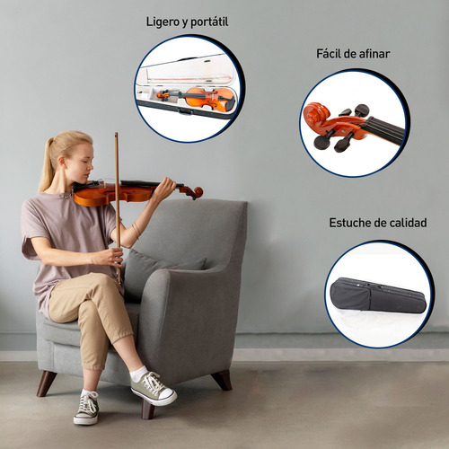 Violin Con Estuche Para Principiantes Y Arco Color Café