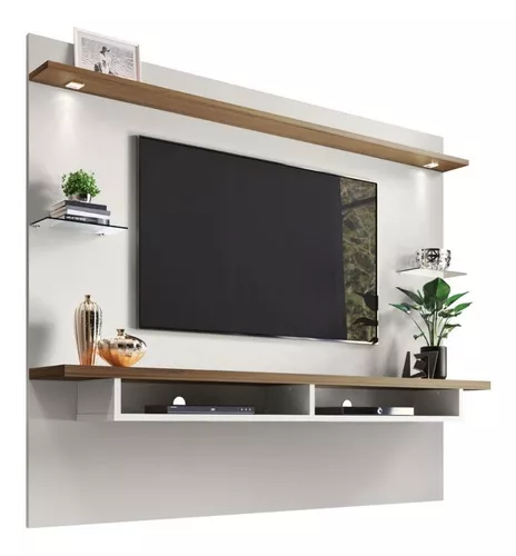 Mueble Tv Moderno Flotante Lacado Con Panel Ref: Mural28