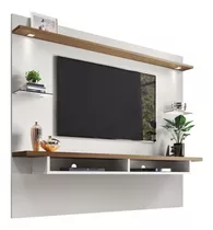 Mueble Tv Oculta Cables Blanco Y Madera Roble Ref Mural44