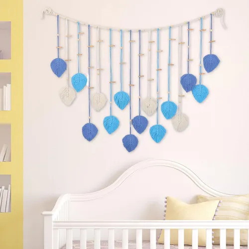 Tapiz Tejido De Hojas, Macramé Para Colgar En La Pared,