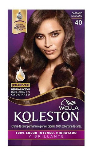 Kit Tinta Wella  Koleston Coloración en crema tono 40 castaño mediano para cabello