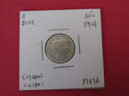  Moneda 1 Dime Barber Estados Unidos De Plata Año 1904