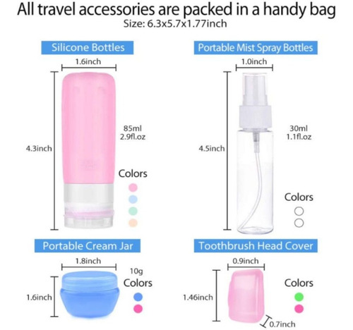Botellas De Viaje Silicona Tocador, Recipientes Recargables