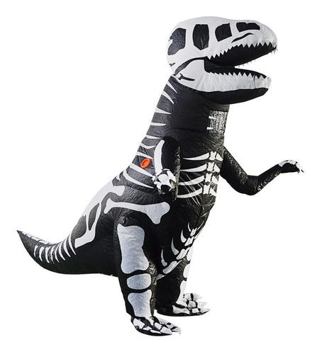 Imagen 2 de 6 de Disfraz Halloween Dinosaurio Inflable T- Rex Black Huesos