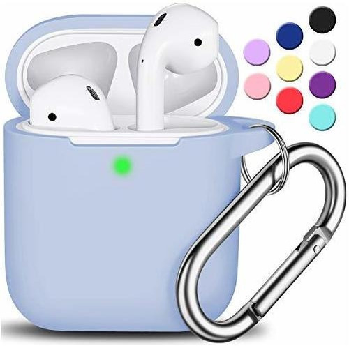 Funda Para AirPods Con Llavero De Color Azul Cielo