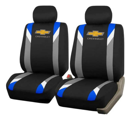 Cubreasiento Funda Tela Negro Azul Chevrolet Logo Bordado