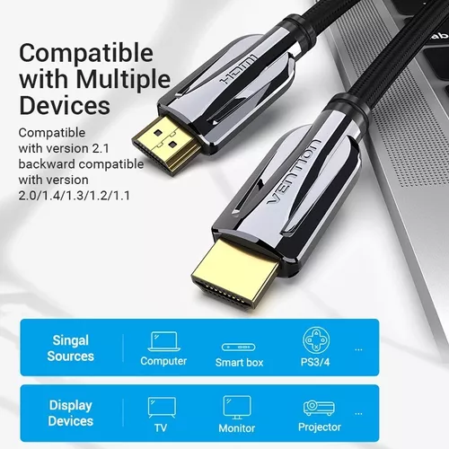 Cable Hdmi A Hdmi 2.1 8k 60hz 4k 120hz 1 Mts Uhd Hdr 48gb