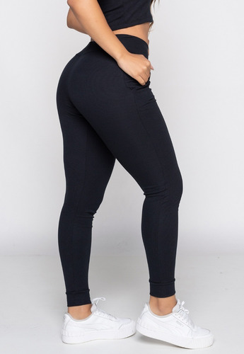 Imagem 5 de 10 de Kit 2 Calça Feminina Ribana Canelada Cintura Alta Roupa