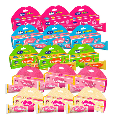 Kit 15 Unidades Hidratante Labial Carmed Fini Banana/beijos/