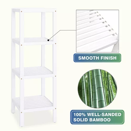 SMIBUY Estante de almacenamiento para baño, organizador de bambú de 5  niveles, estantería multifuncional para sala de estar, dormitorio, cocina