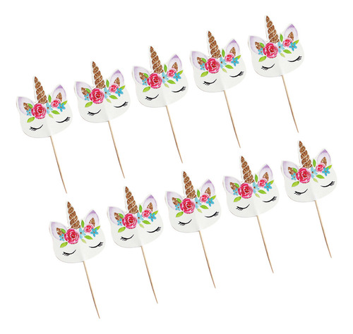 48 Peças De Chapéus De Bolo De Unicórnio Com Padrão Floral P