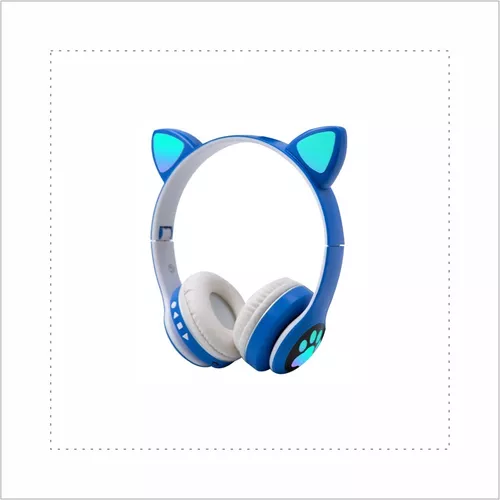 Headphone Headset Gatinho Orelha De Gato Com Led Fone De Ouvido Lt30 (Azul)