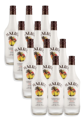 Malibu Licor Fino A Base De Ron De Coco 750ml Caja X12u