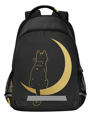 Mochila Para Ordenador Portatil Diseño Luna Gato Color Negro