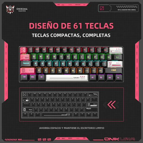 Teclado Mecánico Onikuma G55 Negro Rgb Switch Marron Usb