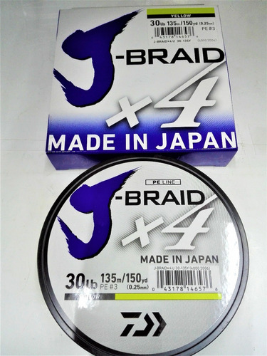 Multifilamento Daiwa J Braid X4 30lbs 0,25mm 135mts Amarillo