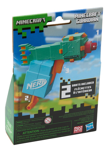 Blaster Nerf Microshots Minecraft Guardian Con 2 Dardos