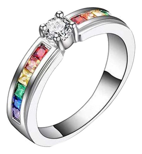 Anillo De Dedo Colorido De Cristal Arcoíris Perfecto Para P