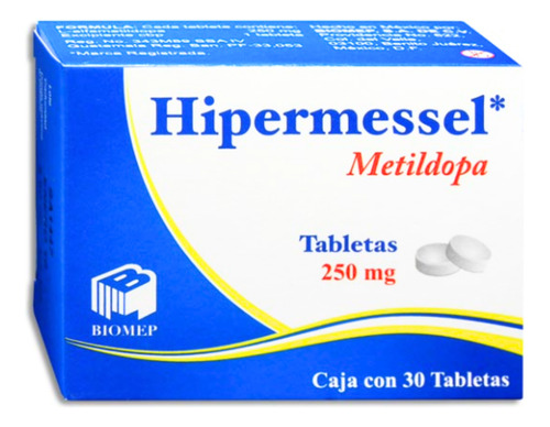 Metildopa 250 Mg Caja Con 30 Tabletas Generico De Aldomet