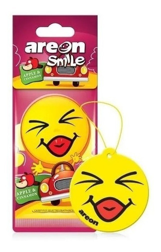 Aromatizante Automotivo Areon Smile O Melhor Do Mundo FRAGRÂNCIAS APPLE & CINNAMON (MAÇÃ COM CANELA)