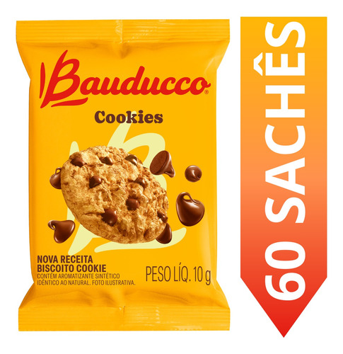 Biscoito Cookies Original Bauducco 10g - Caixa Com 60 Sachês
