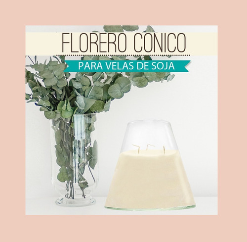 Imagen 5 de 8 de Florero Vidrio Conico 1lts Porta Vela Centro De Mesa