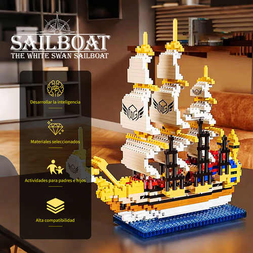 Juego De Bloques De Construcción Del Velero Blanco