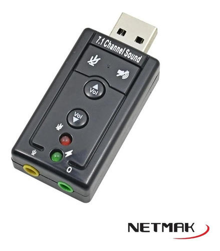 Adaptador Netmak Usb-a Audio 7.1 (m) A  3.5mm Audio (h) + Mi