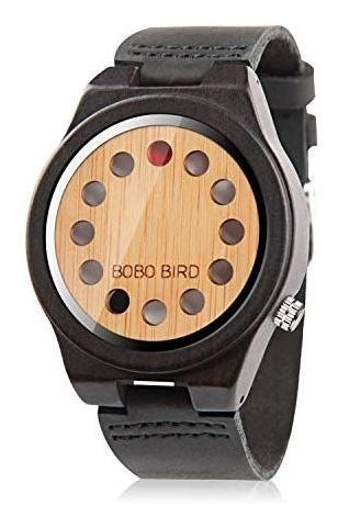 Reloj De Madera De Bambú Para Hombre Con Correa De Cuero De 