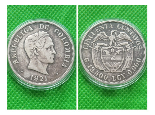 Moneda De 50 Centavos De Plata. 1921