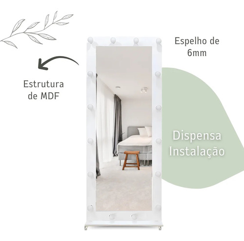 Espelho Camarim Com Base E Rodinhas Espelho De Corpo Inteiro Branco