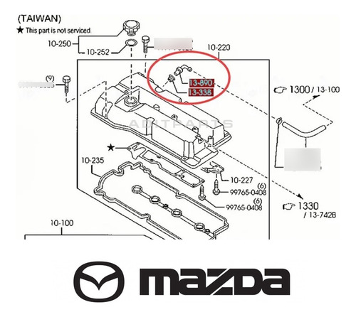 Valvula Pcv Mazda Varios Modelos - B541-13-890a B54113890a