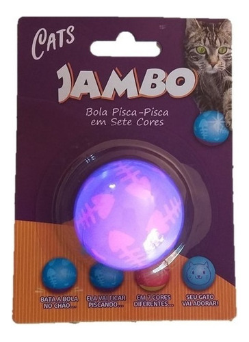 Brinquedo Para Gato Bola Pisca Pisca Acende 7 Cores Jambo
