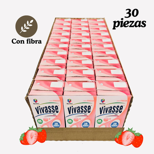 Vivasse Dieta Polimérica Sabor Fresa Con Fibra Pack 30 Pz.