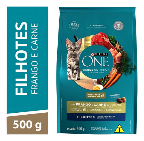 Ração Gatos Filhotes Purina One Frango E Carne 500g