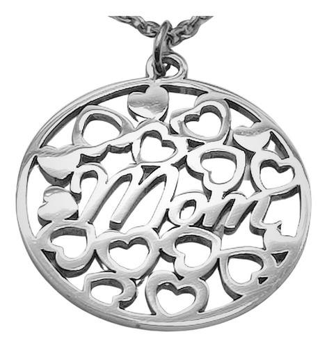 Imagen 3 de 3 de Dije Regalo Mama Corazones Collar Acero Inoxidable Plata