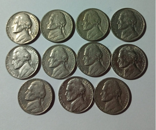 Serie De 11 Monedas De 5 Centavos Estados Unidos -nikel V.f.