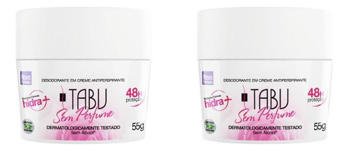 Desodorante Creme Tabu 55g Sem Perfume - Kit Com 2un