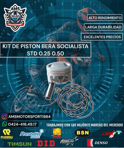 Kit De Piston Bera Socialista Std 0.25 0.50