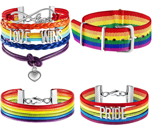 4 Piezas Pulsera Arco Iris Pulsera Love Wins Pulsera Orgullo