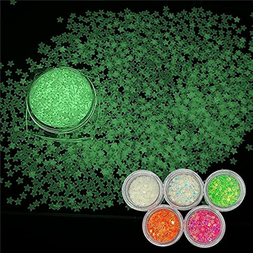 Prettyg 5 Cajas Set Luminous Star Nail Art Glitter Que Brill