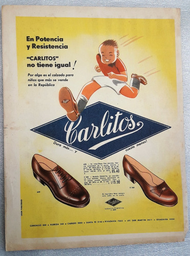 Zapatos Carlitos Publicidad Antigua En Revista Billiken 1950