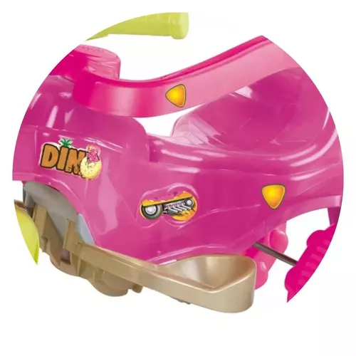 Triciclo velotrol motoquinha infantil menina dino rosa