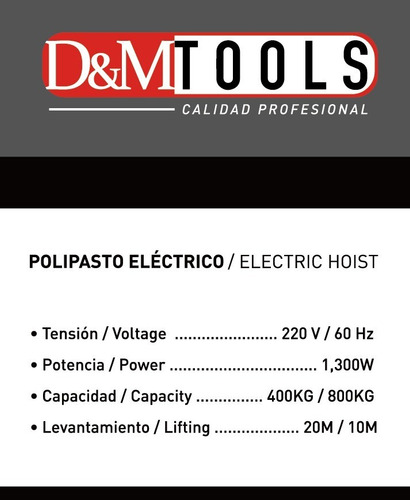 Imagen 5 de 7 de Diferencial Eléctrica 800 Kilos Polipasto Trabajo Pesado