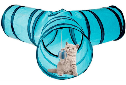 Imagen 1 de 5 de Tunel Gato 4 Entradas Plegable Huron Conejo Mascotas