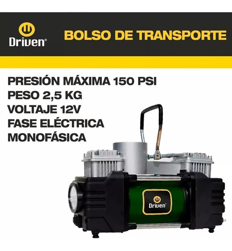 Imagen 2 de 7 de Compresor De Aire Cubierta Auto Camioneta Doble Piston Metal